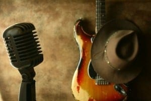 Old Guitar and Vintage Microphone