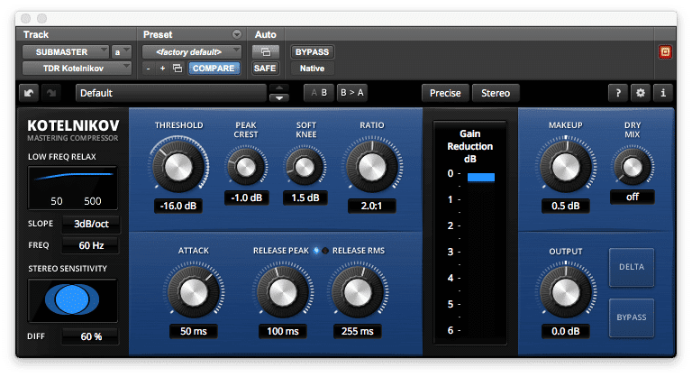 Mix Bus Compression Settings
