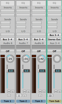 Stereo Toms Sub-Group Routing