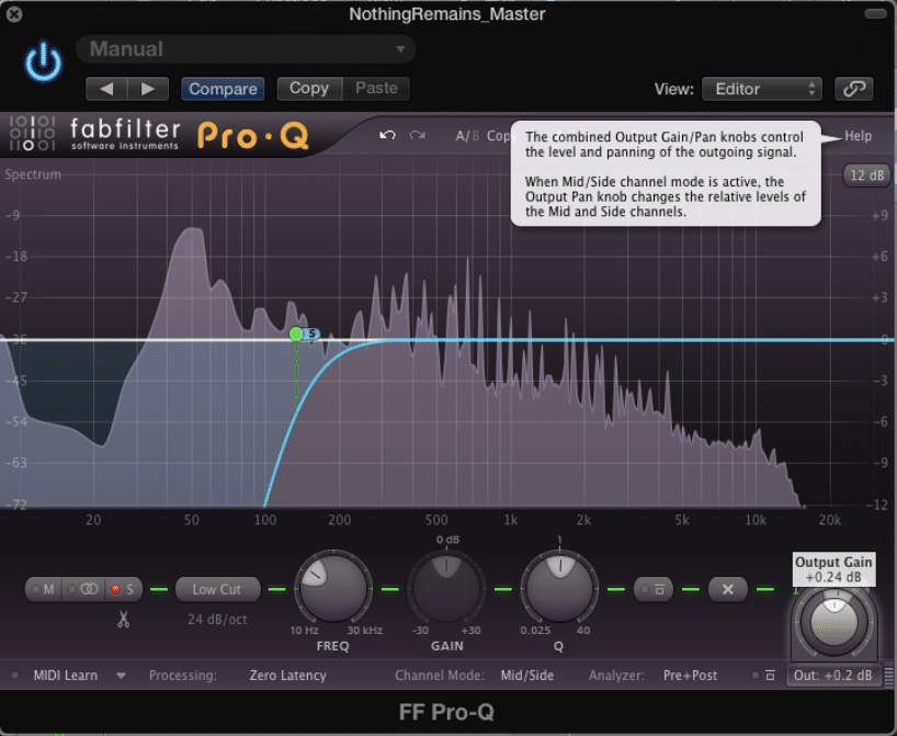 Experiment with High-Pass Filter Frequency Points During Mid-Side Processing