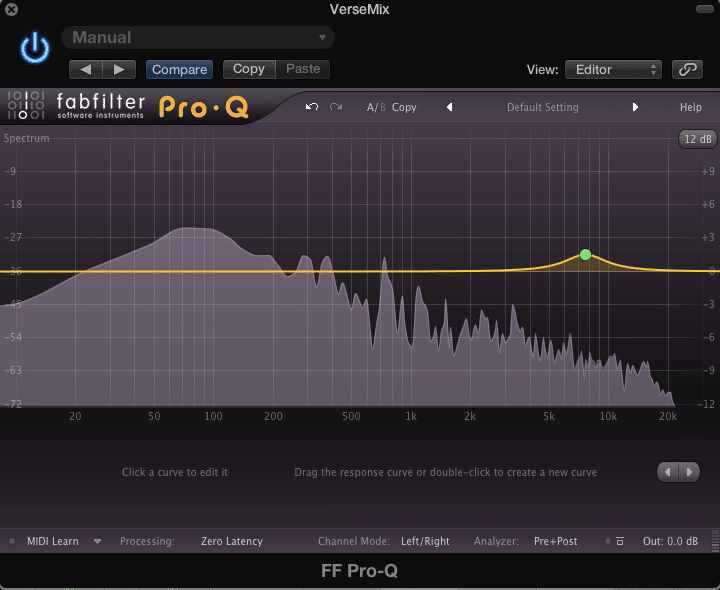 Using the Masking Effect to cover up shrill frequencies in the vocal 