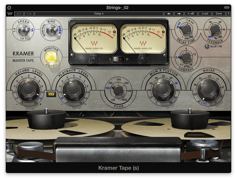 Tape emulation allows for tape and tube distortion - along with flutter, noise, and an eq cut caused by a slower tape speed 