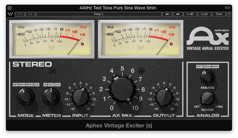 Even with the maximum AX Mix settings, an exciter will not generate harmonics. 