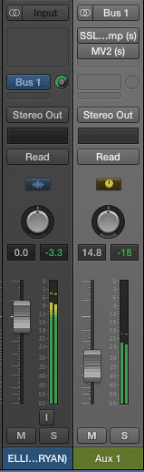 Decrease the level of your auxiliary send before playing the track. Otherwise your output may be incredibly loud.