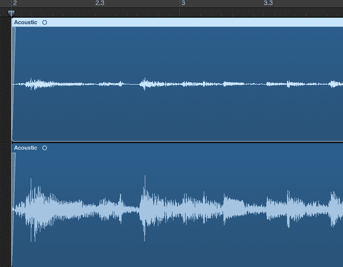 Above is the same signal recorded twice, using two different preamp settings.