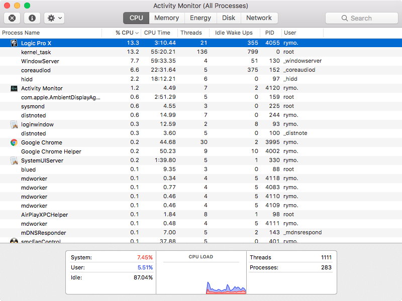 FabFilter Pro Q 3: 13.3% of CPU Usage