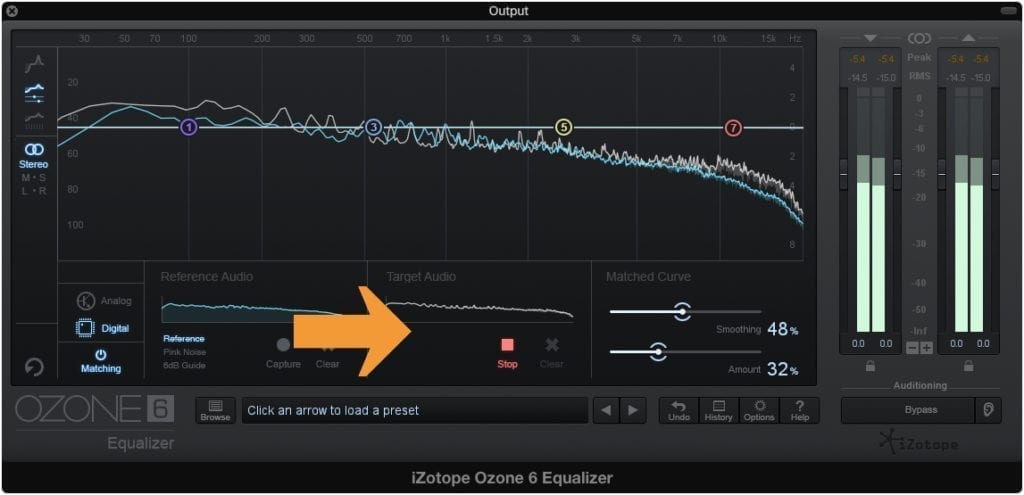 Click 'Stop' when you feel an accurate sample of your mix has been recorded.