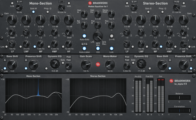 The Brainworx bx offers great control and mid-side processing.