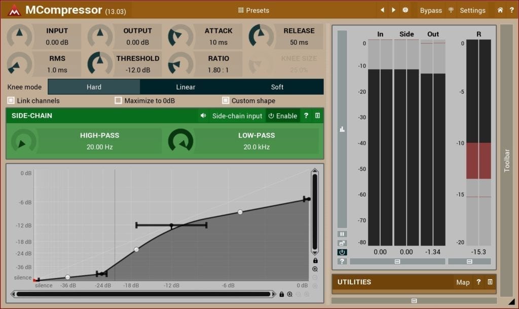 The MCompressor offers transient tone, with complex functionality.