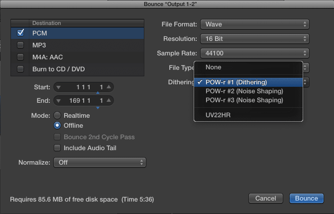 In most DAWs, dithering is an option when exporting the session.