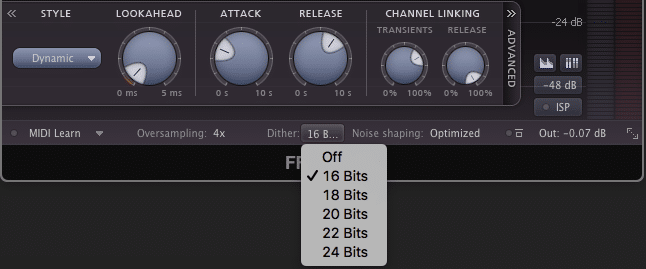 Although subtle, the noise introduced from dithering affects the frequency spectrum.