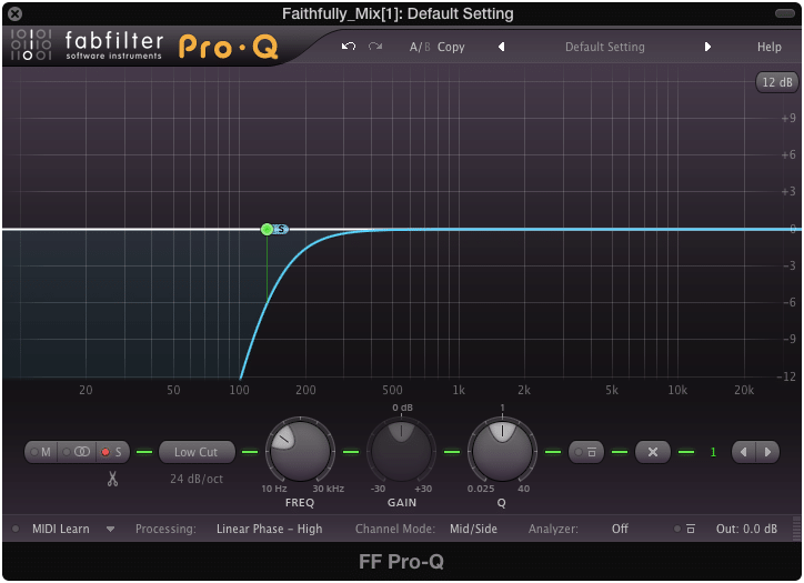 Cutting the side image up to 130Hz. is a technique used in both stereo and stem mastering.