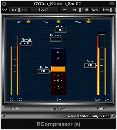 A moderate attack and release time helps both glue instrumentation together and preserve the transient response.