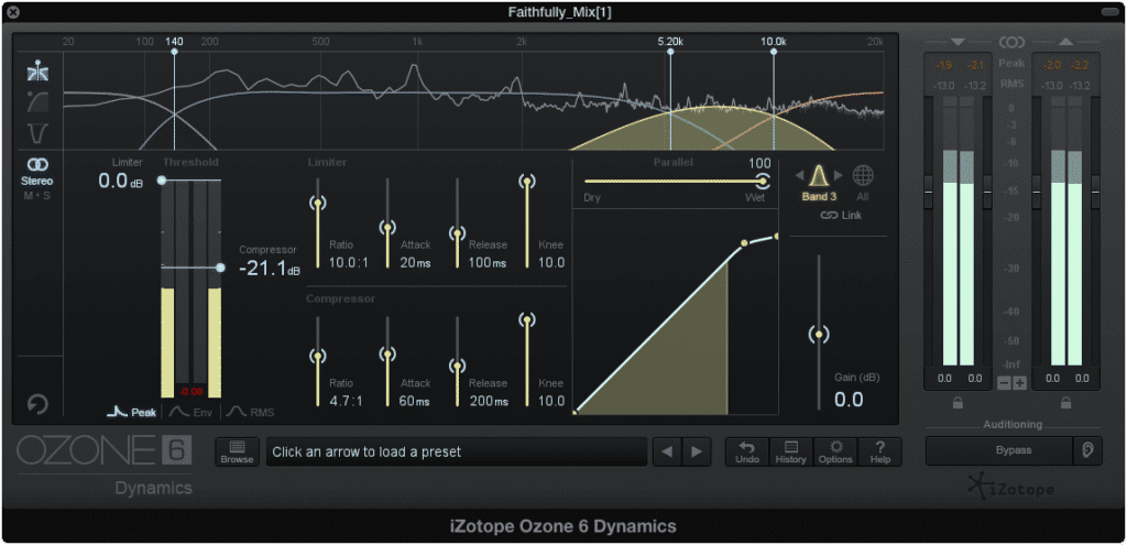 In this example, compressing the sibilance may also result in compressing other high-frequency range instruments.