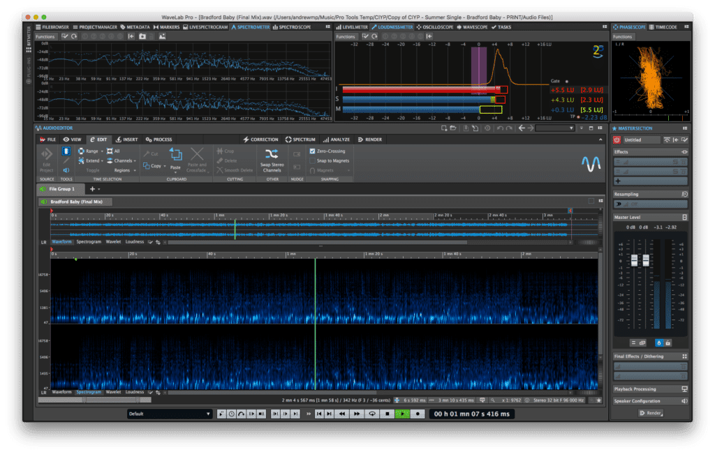  A 64-bit audio engine that supports 32-bit audio with sample rates up to 384 kHz, makes WaveLab Pro a go-to for the highest fidelity currently possibly.