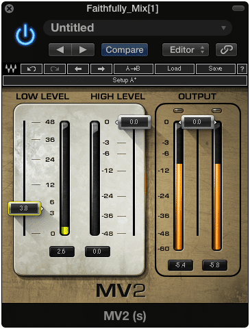 A low-level compressor amplifies quieter parts of the recording.