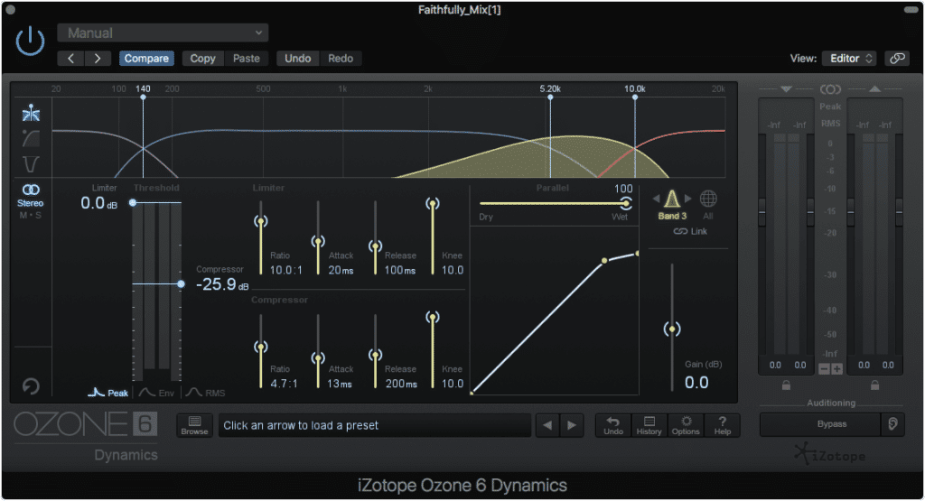 To avoid compressing an instrument or transient, use an attack time longer than the duration of that transient.