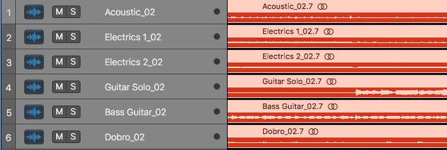 Color coordinating your tracks will help keep your sync mastering session organized. 