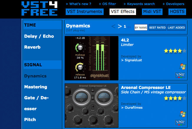 The majority of these plugins can be downloaded from VST4Free.