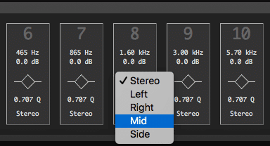 Each band can be vary is its stereo placement.