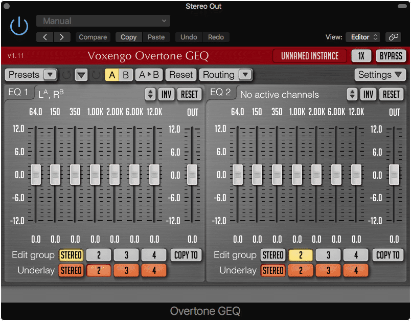 The Overtone GEQ offers harmonic generation and complex routing options.