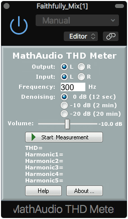 This plugin can measure the THD of your soundcard, but not your processed signal.