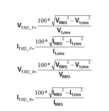 Here is one variation of the formula used to determine THD.