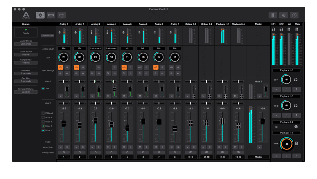 The Element software allows you to control your Element interface.