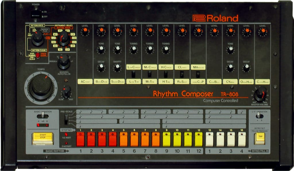 The TR-808 drum composer helped to popularize the 808