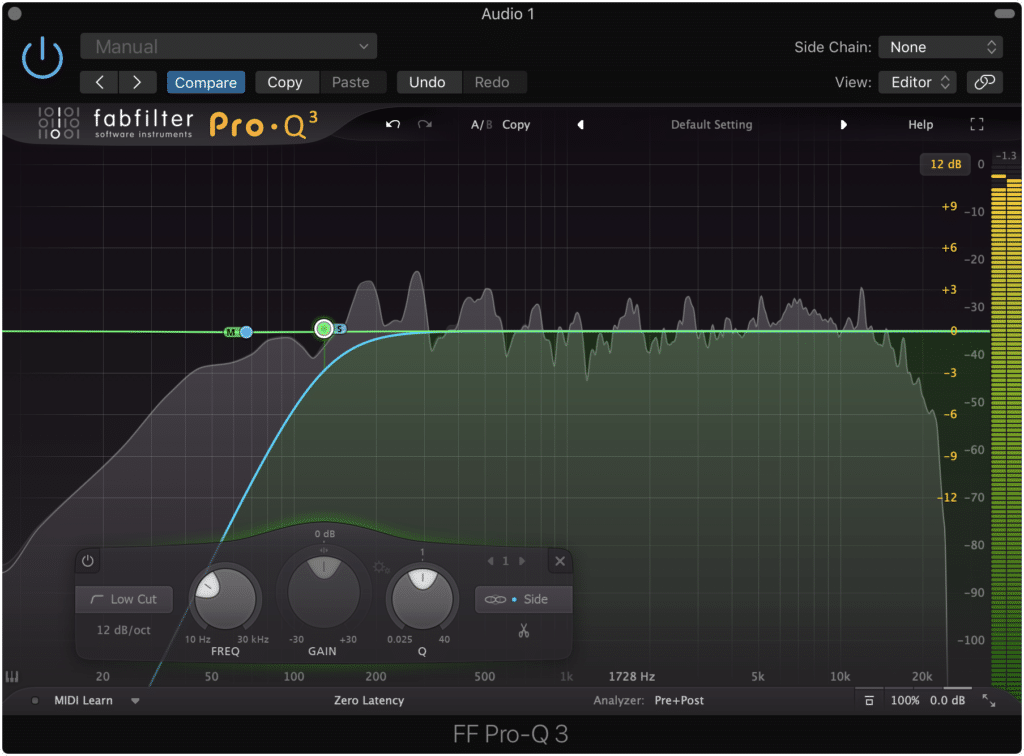 Cutting the side image up to 140Hz makes the low-end mono.