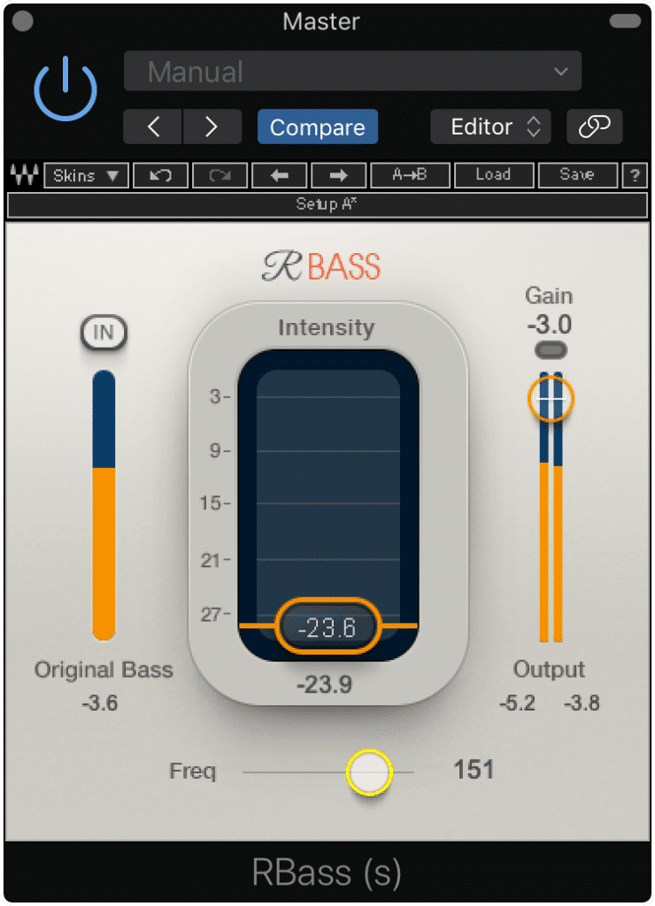 The RBass plugin creates low-order harmonics directly above the lowest fundamental.