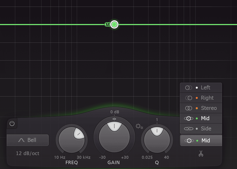 Enabling mid-side processing will look different based on the plugin you use.