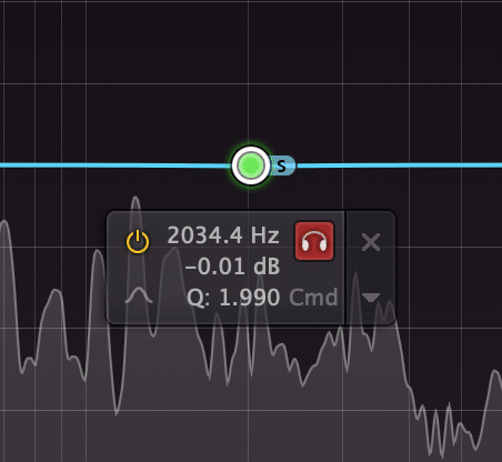 Create a bell filter on your side image. Set the Q to cover the correct bandwidth.