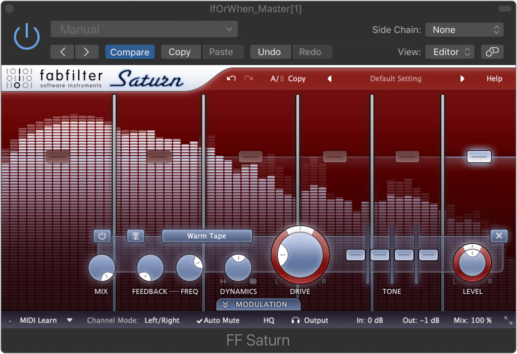 The FabFilter Saturn can separate a stereo or Mid/Side signal into 6 bands.