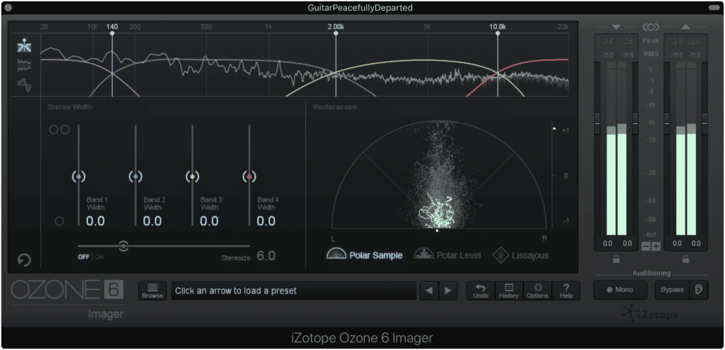 Frequency specific stereo imaging function similarly to other multi-band plugins