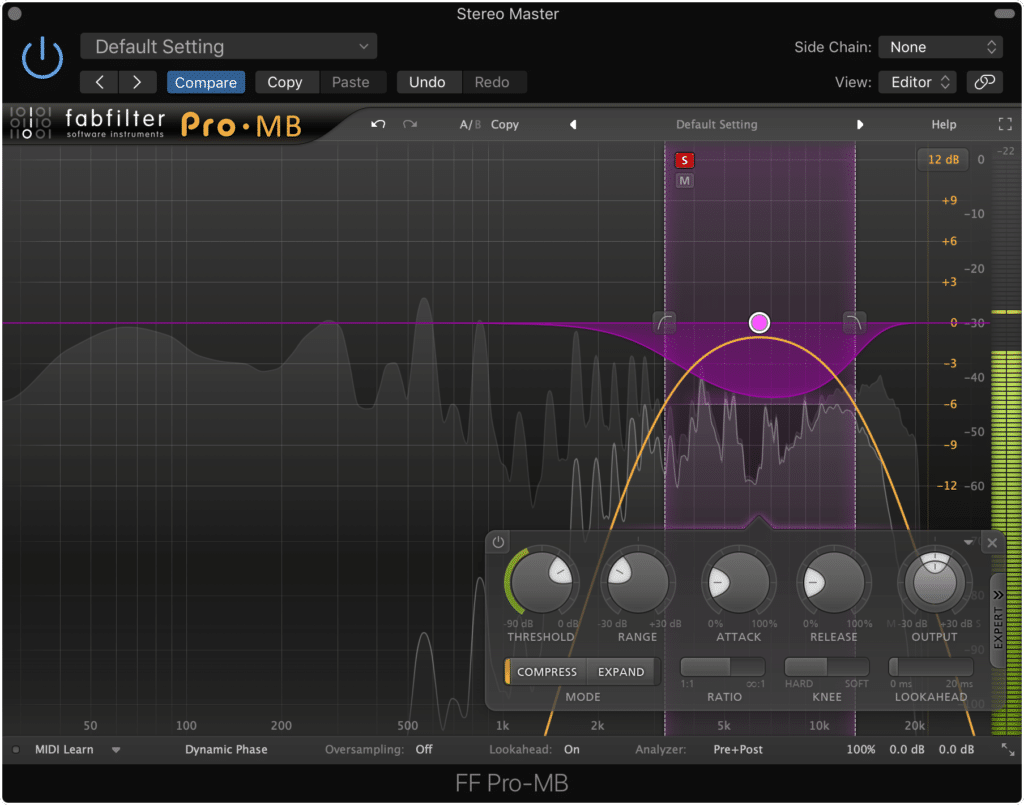 A solo or isolate function will allow you to hone in on the correct frequency band.