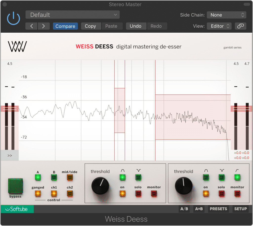 Plugins like this one make de-essing during mastering easier.