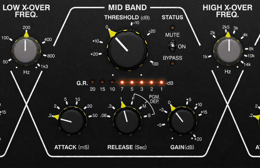 A short attack and long release compressor setting will cause a 'Blur' effect, and cause the instruments to blend together.