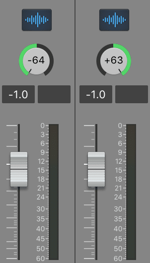 In a spaced pair formation, the two microphones are panned in an equal and opposite manner.
