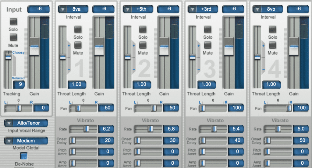 The far left channel is the input, and the subsequent 4 are generated harmonies.