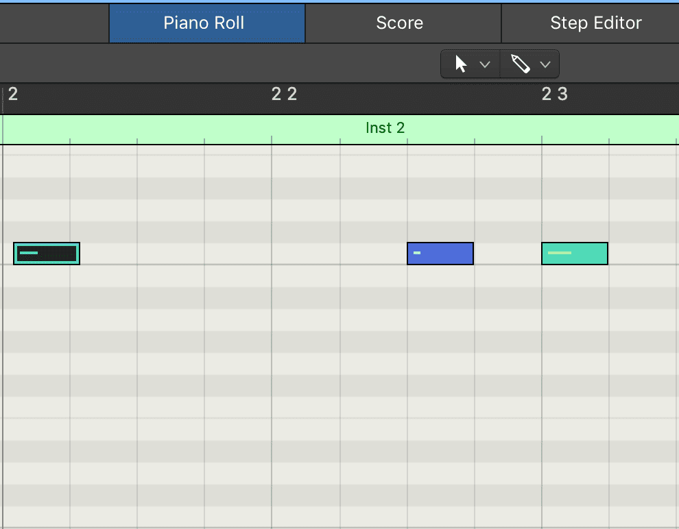 Notice that the midi note on the top left in not aligned with the bar.