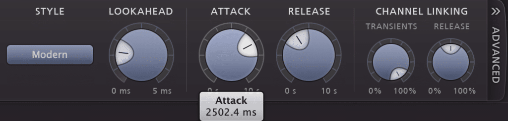 Just like with typical compression, follow the equation detailed above to find the right timings for your attack and release settings during mastering.
