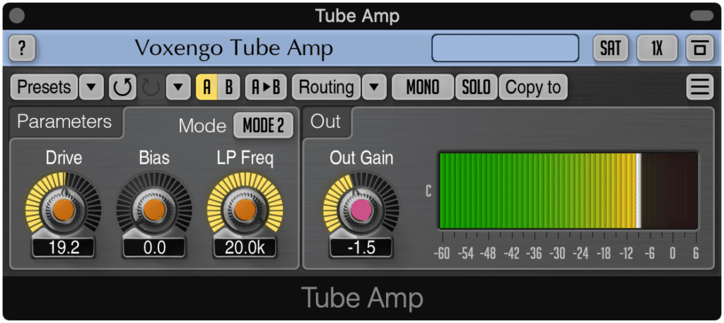 The Tube Amp is a fantastic option for traditional distortion.