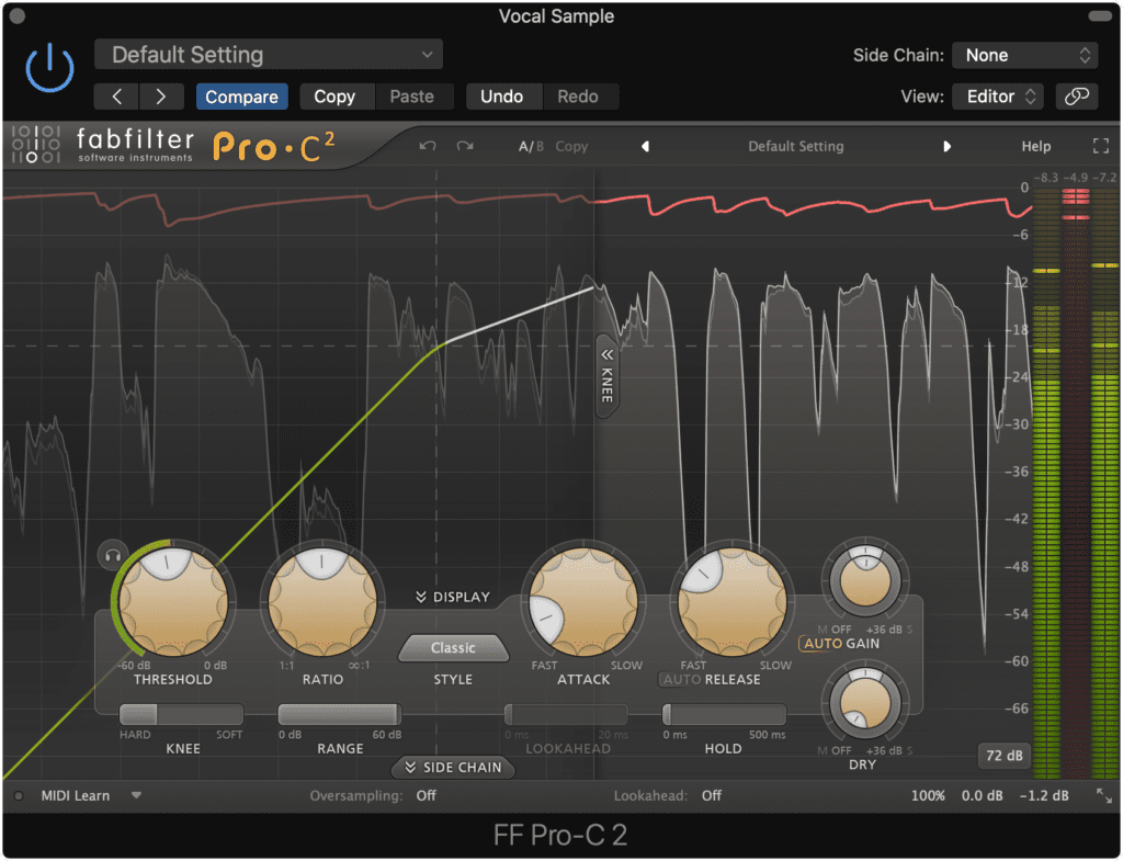 Compression with make-up gain will cause the quieter aspects of your vocal to become amplified.