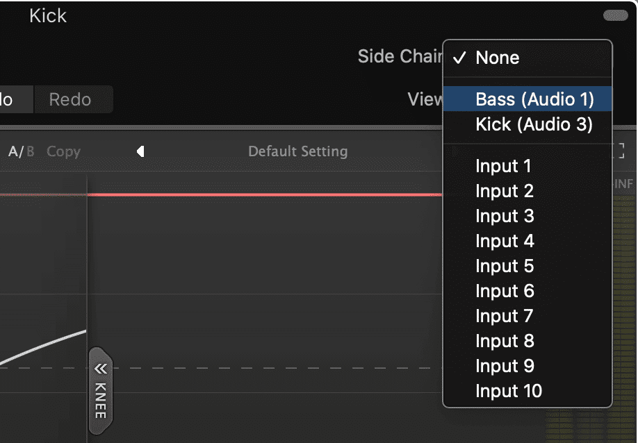 Set the side-chain input as the track you want to make more prevalent. In this example, we're selecting the bass guitar.