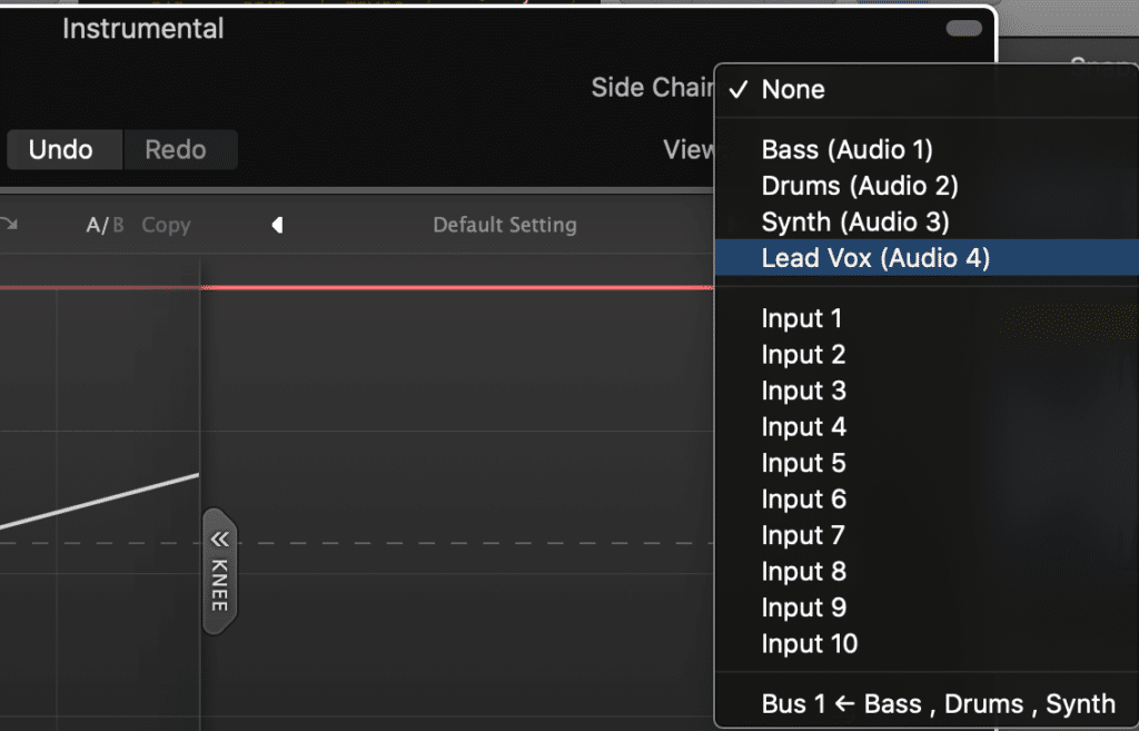 Change the input to the vocal, in turn making the vocal the compressor's input.