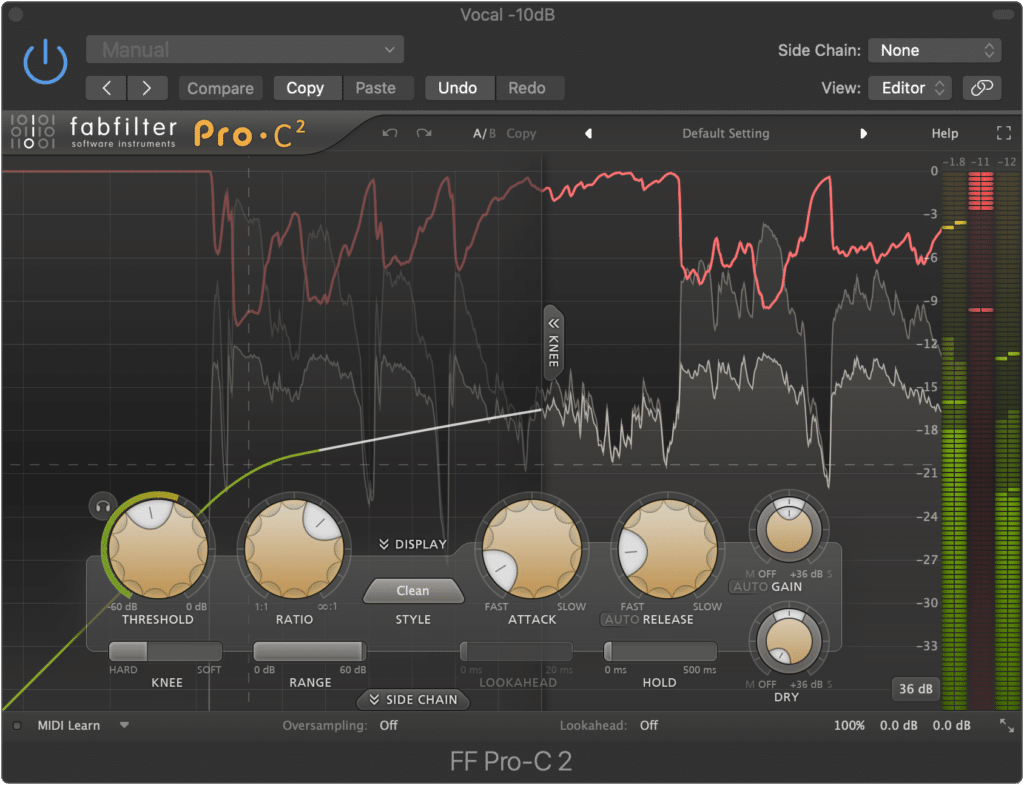 If performed with one compressor, the compression will sound more noticeable.