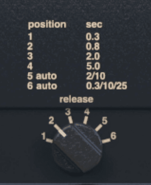 6 various release settings allow for more control over your compression's timbre.