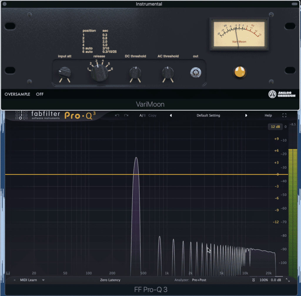 Varimoon also introduces harmonics when compression begins.