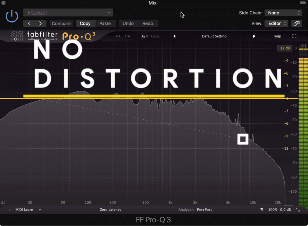 When using a higher sampling rate, decreasing the pitch doesn't cause distortion.
